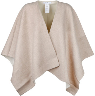 Max Mara Serra Wide Alpaca Cape Jas Max Mara , Beige , Dames - ONE Size