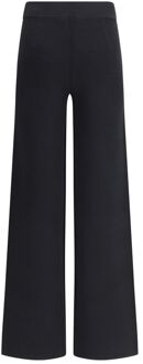 Max Mara Wijde Pijpen Viscose Mix Broek Zwart