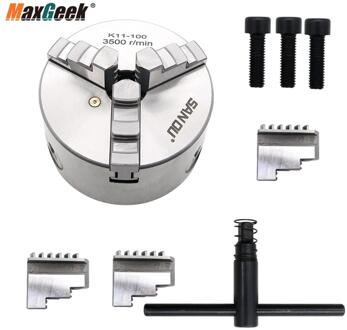 Maxgeek K11-100 Metalen Draaibank Chuck 3 Jaw 100Mm Zelfcentrerende & Omkeerbare Kaak Voor Cnc Graveermachine
