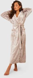 Maxi Badjas Met Fleece En Lintbestrating, Mink - 40