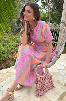 Maxi Dress Kelim Print Roze