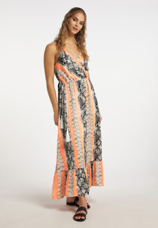 Maxi Dress met Slangenprint gaya Oranje