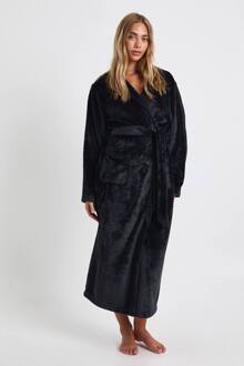 Maxi Fleece Badjas Met Capuchon, Black - 40