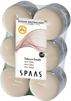 Maxi Geurtheelichtjes/waxinelichtjes - 12x - Anti Tabac - 10 branduren Beige