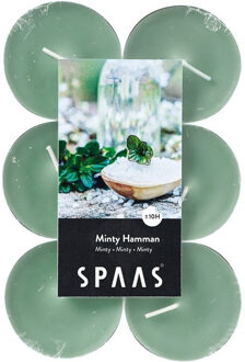 Maxi Geurtheelichtjes/waxinelichtjes - 12x - Minty Hammam - 10 branduren Mintgroen