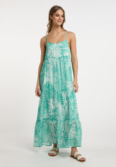 Maxi jurk Dames Groen Wit - XS