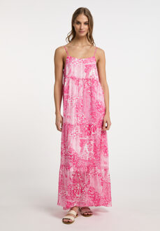 Maxi jurk Dames roze wit Roze/blauw