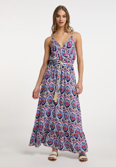 Maxi-jurk met all-over print Dames Blauw Veelkleurig