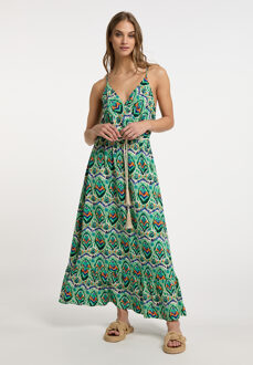 Maxi-jurk met all-over print Dames Groen Veelkleurig - S