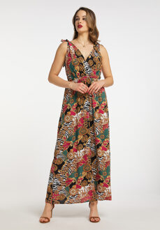 Maxi-jurk met all-over print Dames Rood Veelkleurig