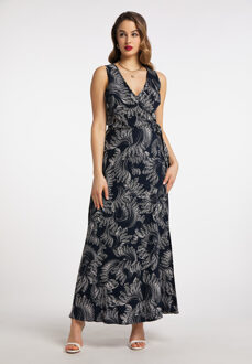 maxi jurk met all-over print tylin - maat Marineblauw