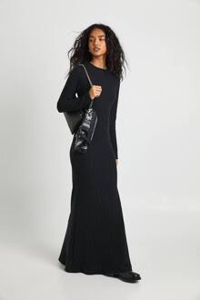 Maxi-Jurk Met Brede Ribstructuur En A-Lijn Silhouet, Black - 44