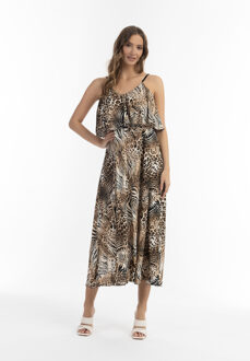 Maxi-jurk met dierenprint Dames beige - S
