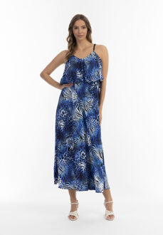 Maxi-jurk met dierenprint Dames KONING BLAUW - maat