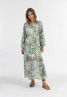 Maxi-jurk met lange mouwen Dames Jungle-print Veelkleurig - XL