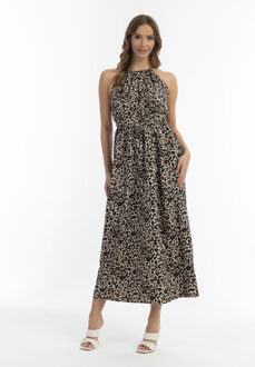 Maxi-jurk met luipaardprint Dames beige leo Dieren - S