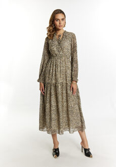 Maxi-jurk met luipaardprint Dames Lichtbeige veelkleurig