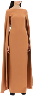 Maxi jurk met overdreven cape mouwen Solace London , Brown , Dames - S,Xs
