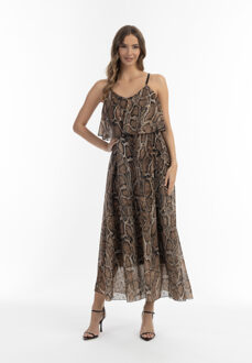 Maxi-jurk met slangenprint Dames beige slang Bruin