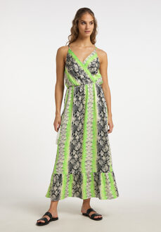 Maxi-jurk met slangenprint Dames Groen Veelkleurig
