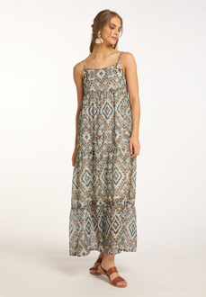 Maxi-jurk met spaghettibandjes Dames Blauw Goud - maat