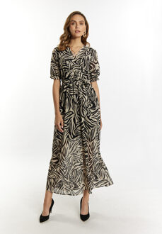 Maxi-jurk met zebraprint Dames beige/ zwart Zwart en Gebroken Wit - S