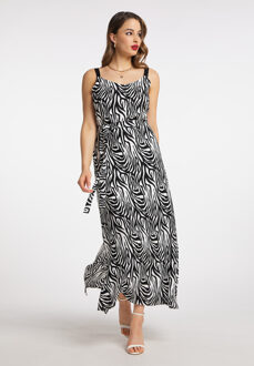 maxi jurk met zebraprint nelice - maat Zwart/wit