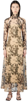 Maxi Jurk Rokh , Beige , Dames - L,Xs