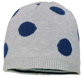 MAXIMO Girl s omkeerbare beanie dots licht grijs-dcl.navy