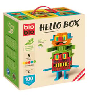 maxomorra Bioblo Hello Box Rainbow - 100 eco bouwblokken