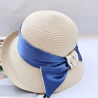 Maxsiti U Nieuwkomers Dubbelzijdig Lint Boog Zonnehoed Vrouwen Mode Lente En Summersolid Kleur Visser bassin Hoed Beige