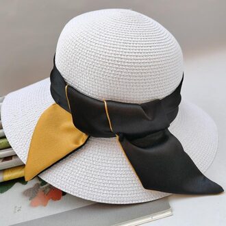 Maxsiti U Nieuwkomers Dubbelzijdig Lint Boog Zonnehoed Vrouwen Mode Lente En Summersolid Kleur Visser bassin Hoed Ivoor