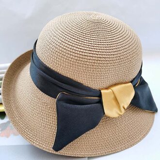 Maxsiti U Nieuwkomers Dubbelzijdig Lint Boog Zonnehoed Vrouwen Mode Lente En Summersolid Kleur Visser bassin Hoed khaki