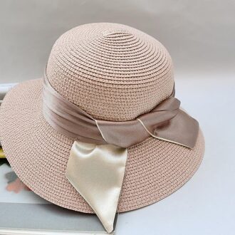Maxsiti U Nieuwkomers Dubbelzijdig Lint Boog Zonnehoed Vrouwen Mode Lente En Summersolid Kleur Visser bassin Hoed Roze