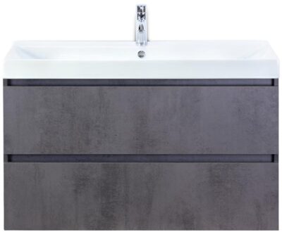 Maxx XL Badmeubelset 100 cm - Beton Antraciet - Wastafel Just 1 Kraangat