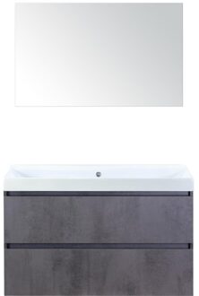 Maxx XL Badmeubelset 100 cm - Beton Antraciet - Wastafel Just Zonder Kraangat met Spiegel
