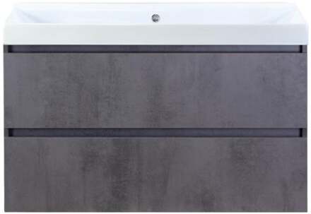 Maxx XL Badmeubelset 100 cm - Beton Antraciet - Wastafel Just Zonder Kraangat