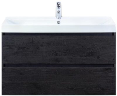 Maxx XL Badmeubelset 100 cm - Black Oak - Wastafel Just 1 Kraangat