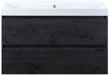 Maxx XL Badmeubelset 100 cm - Black Oak - Wastafel Just Zonder Kraangat