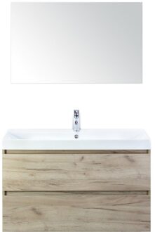 Maxx XL Badmeubelset 100 cm - Craft Oak - Wastafel Just 1 Kraangat met Spiegel