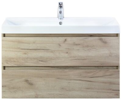 Maxx XL Badmeubelset 100 cm - Craft Oak - Wastafel Just 1 Kraangat