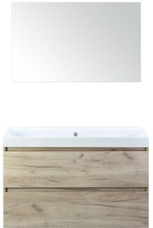 Maxx XL Badmeubelset 100 cm - Craft Oak - Wastafel Just Zonder Kraangat met Spiegel
