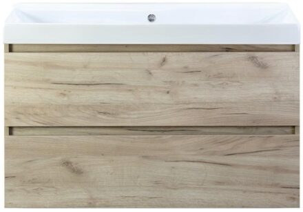 Maxx XL Badmeubelset 100 cm - Craft Oak - Wastafel Just Zonder Kraangat