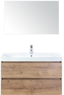 Maxx XL Badmeubelset 100 cm - Natuur Eiken - Wastafel Just 1 Kraangat met Spiegel