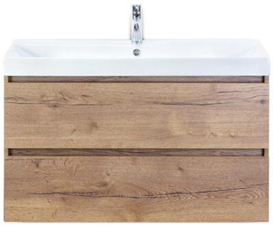 Maxx XL Badmeubelset 100 cm - Natuur Eiken - Wastafel Just 1 Kraangat