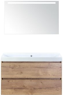 Maxx XL Badmeubelset 100 cm - Natuur Eiken - Wastafel Just Zonder Kraangat met LED Spiegel