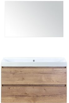 Maxx XL Badmeubelset 100 cm - Natuur Eiken - Wastafel Just Zonder Kraangat met Spiegel