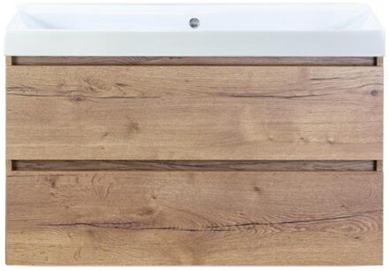 Maxx XL Badmeubelset 100 cm - Natuur Eiken - Wastafel Just Zonder Kraangat