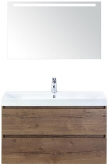Maxx XL Badmeubelset 100 cm - Tabacco - Wastafel Just 1 Kraangat met LED Spiegel