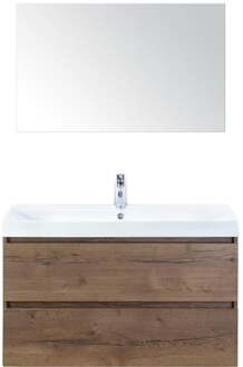 Maxx XL Badmeubelset 100 cm - Tabacco - Wastafel Just 1 Kraangat met Spiegel